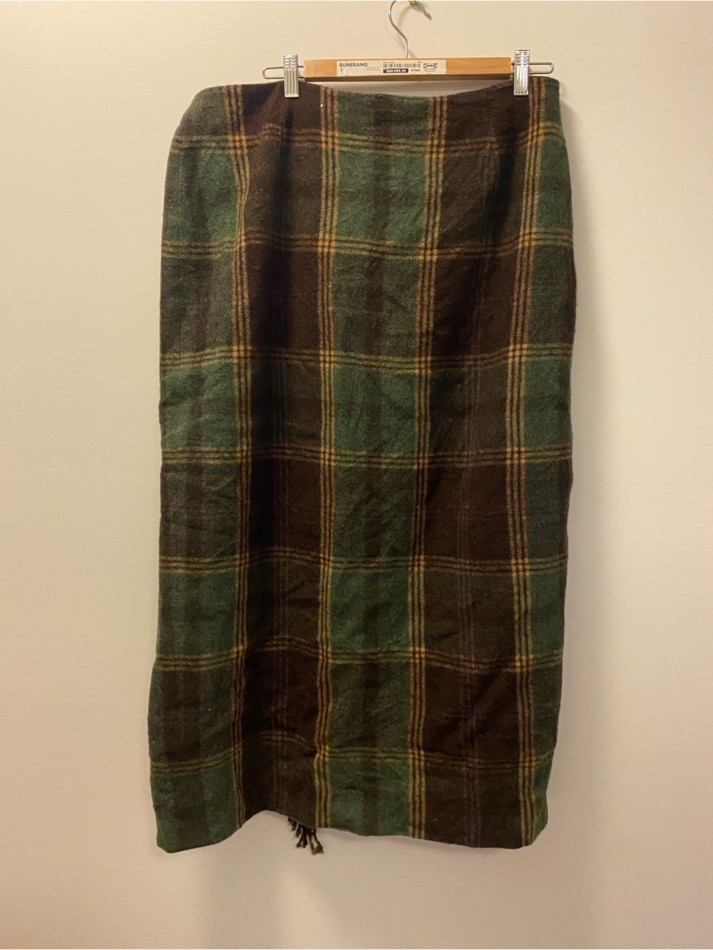 Lauren Ralph Lauren Green and Brown Plaid Maxi Wrap Skirt 100% wool lined - Picture 3 of 6
